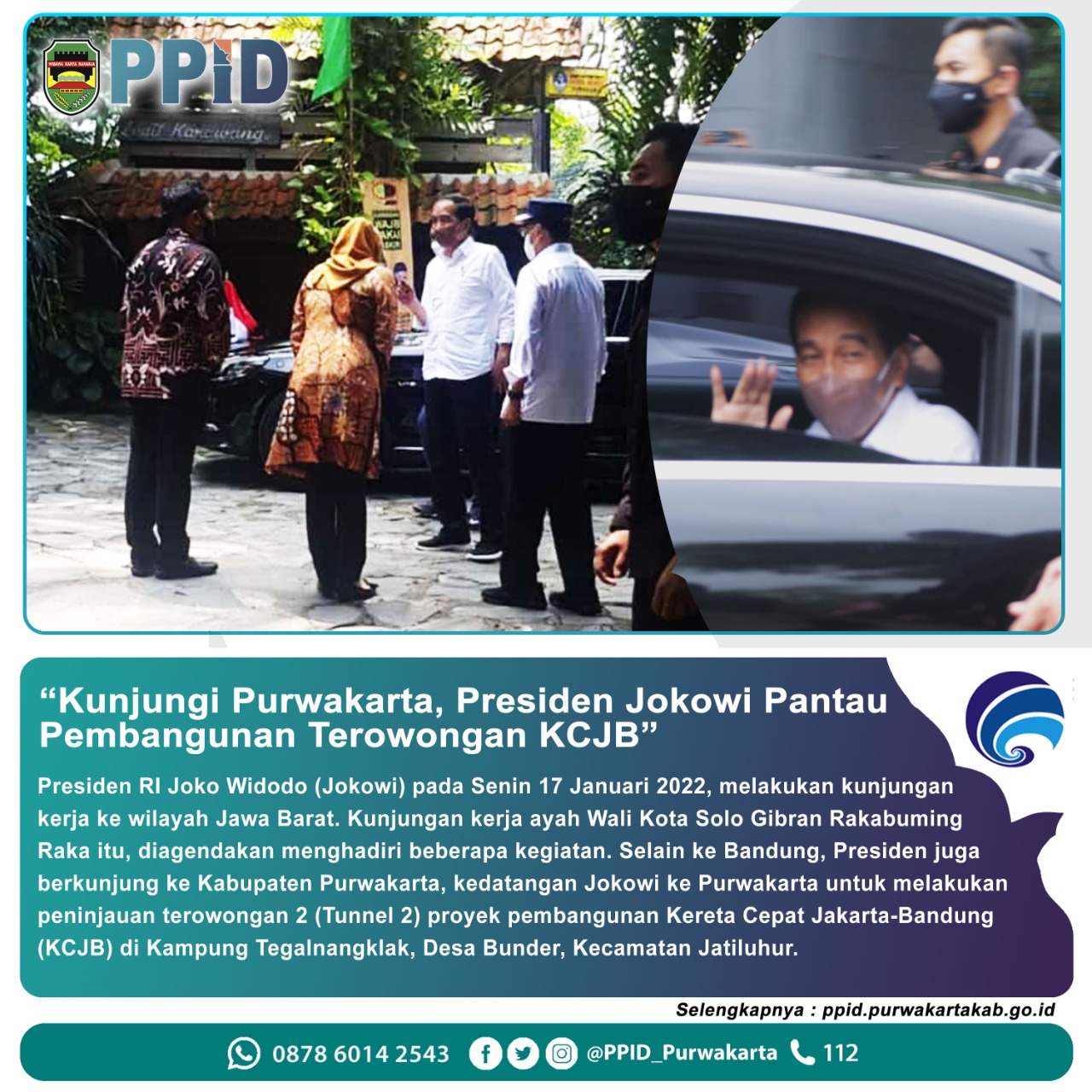 Kunjungi Purwakarta, Presiden Jokowi pantau Pembangunan Terowongan KJCB